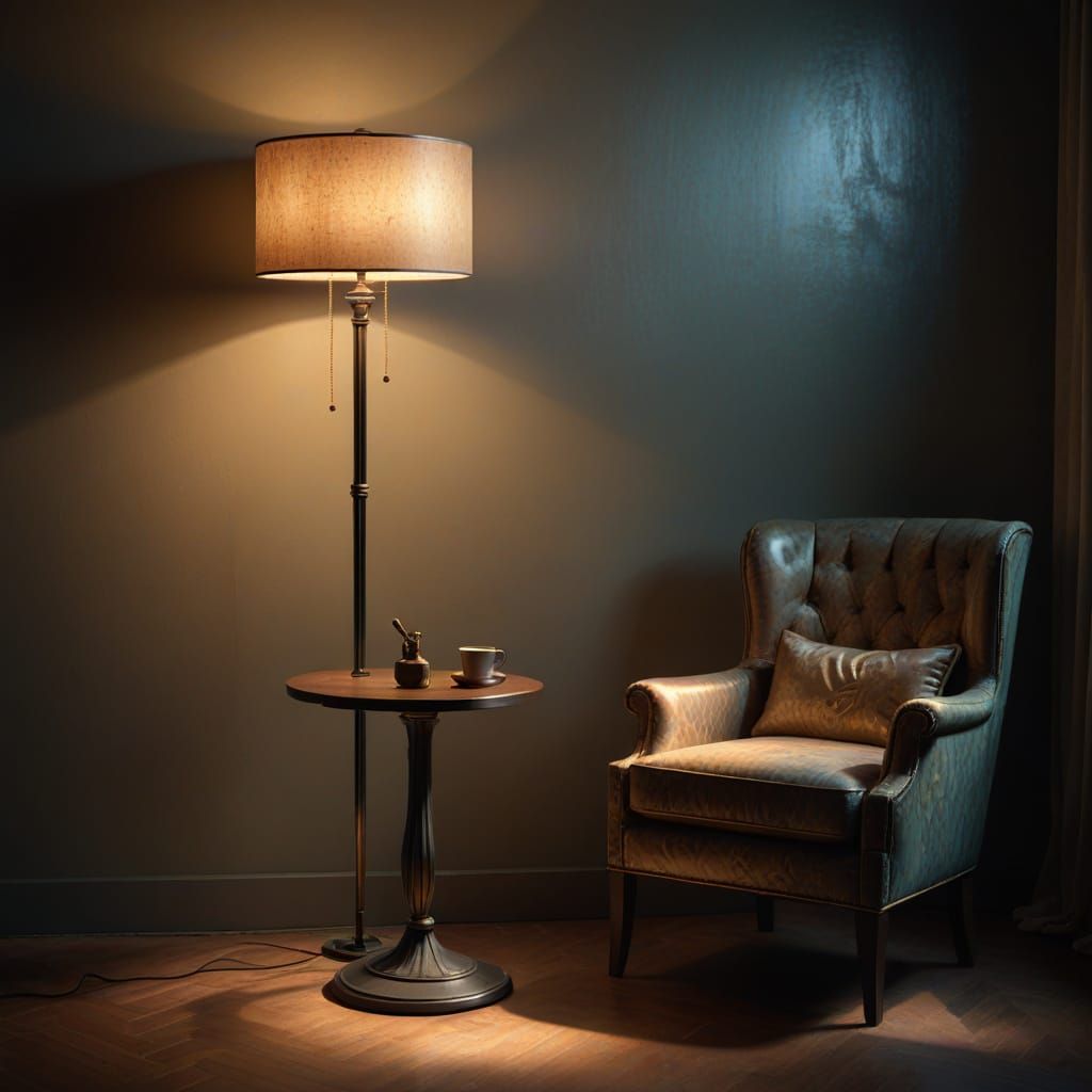 Art Deco Floor Lamp with Ethereal Glow in Pink and Green