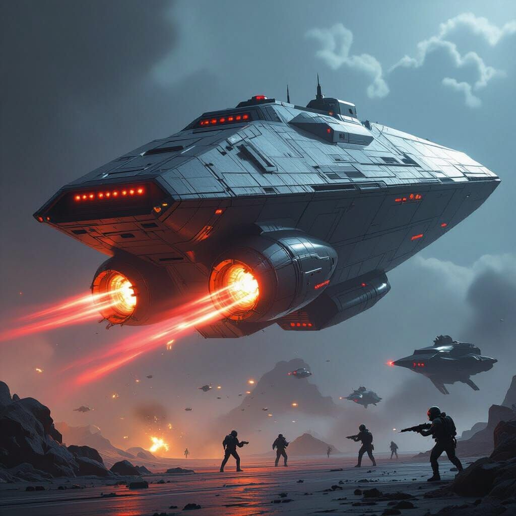 Giant Spaceship Ready for Destruction in Cinematic Style