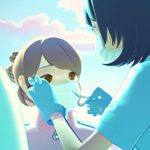 Dentist Examining Girl's Teeth in Anime Style