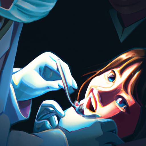 Dentist Examines Girl's Teeth in Studio Ghibli Anime Style
