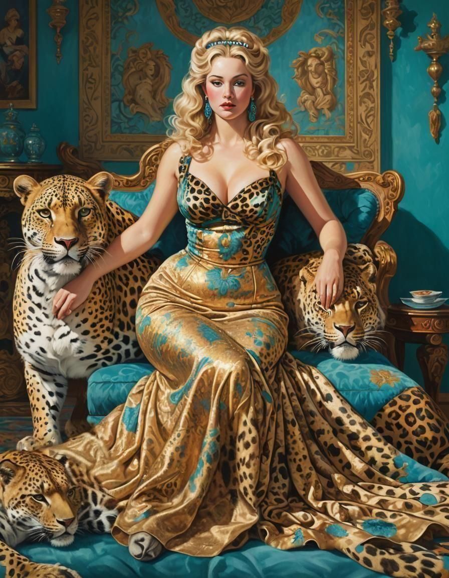 Curvy Venus in Gold: An Oil Painting