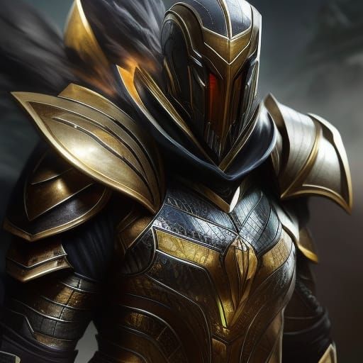 Death Knight in Black and Gold Armor