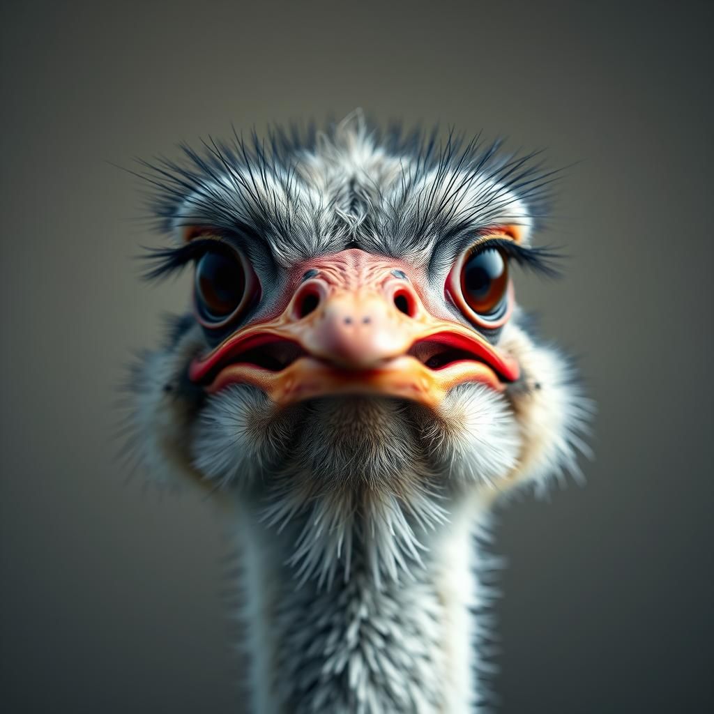 Hyper-Realistic Ostrich Portrait in Detailed Matte Painting