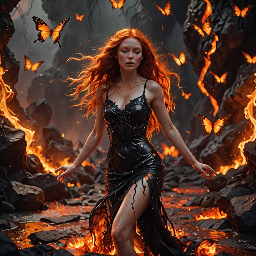 Lava Dancer with Spiderwebs in Digital Art