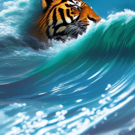 Anime-Style Water Tiger Digital Illustration