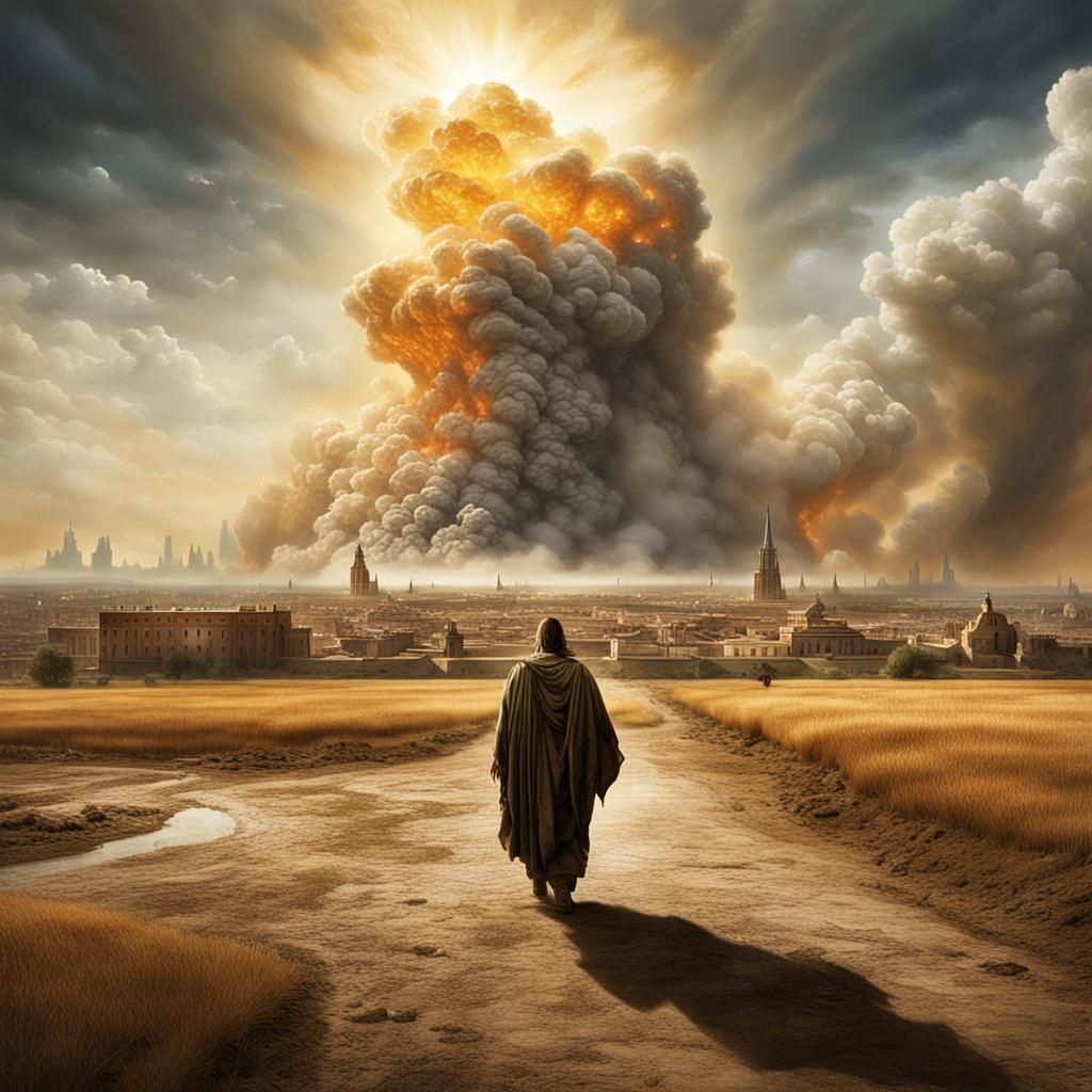 Lot's Flight: Sodom and Gomorrah Destruction
