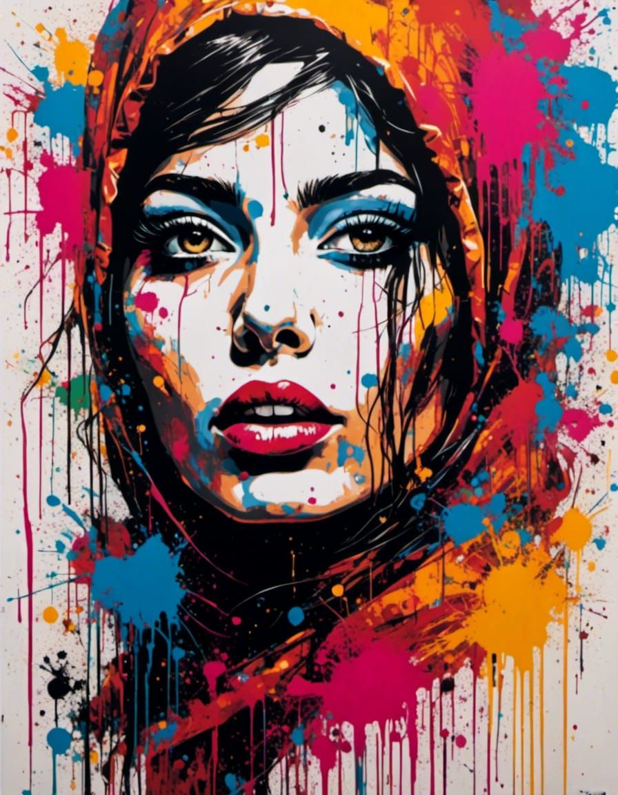 Neo-Expressionist Graffiti Portrait of an Arabic Woman