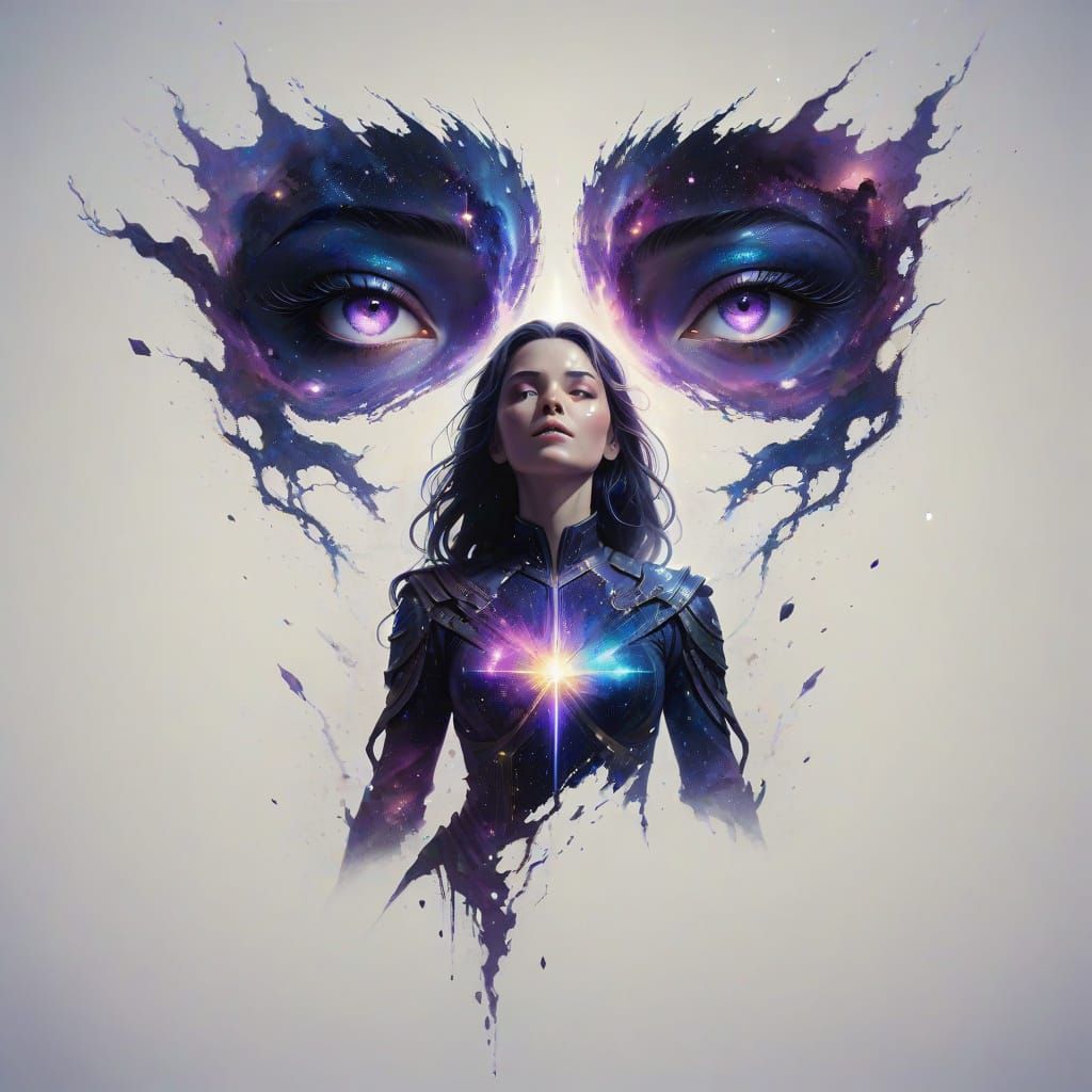 Cosmic Heroine with Starlight Aura in Galactic Battle