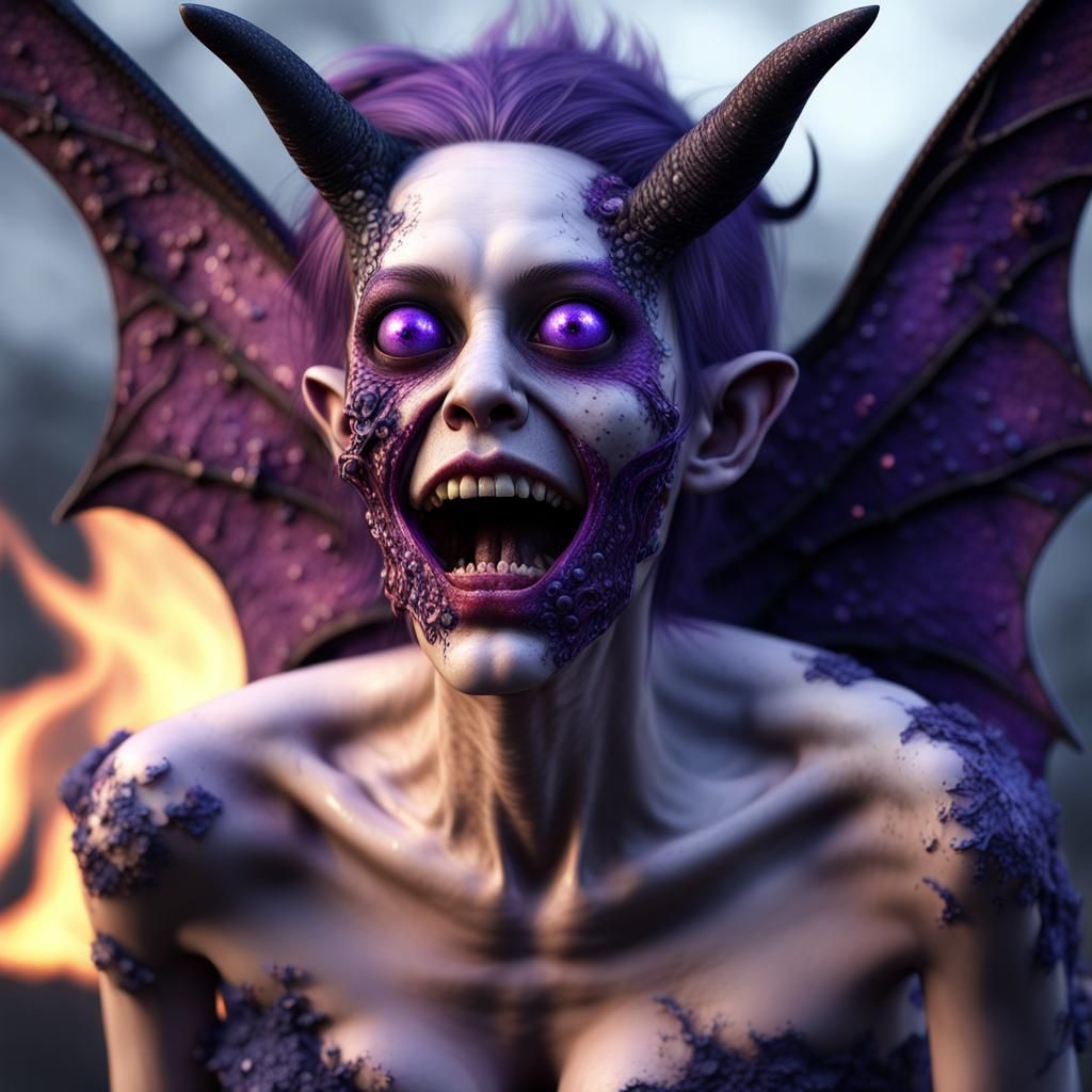 Grotesque Gothic Fairy in Apocalyptic Landscape