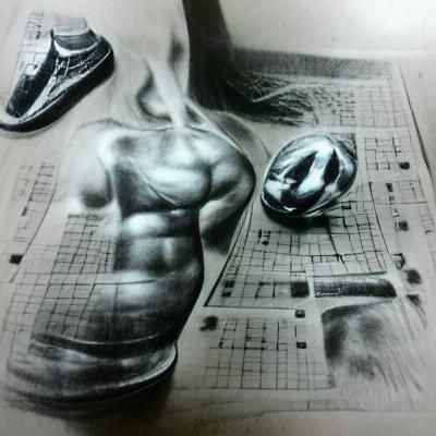 Hyperdetailed Charcoal Drawing of Fitness Figure