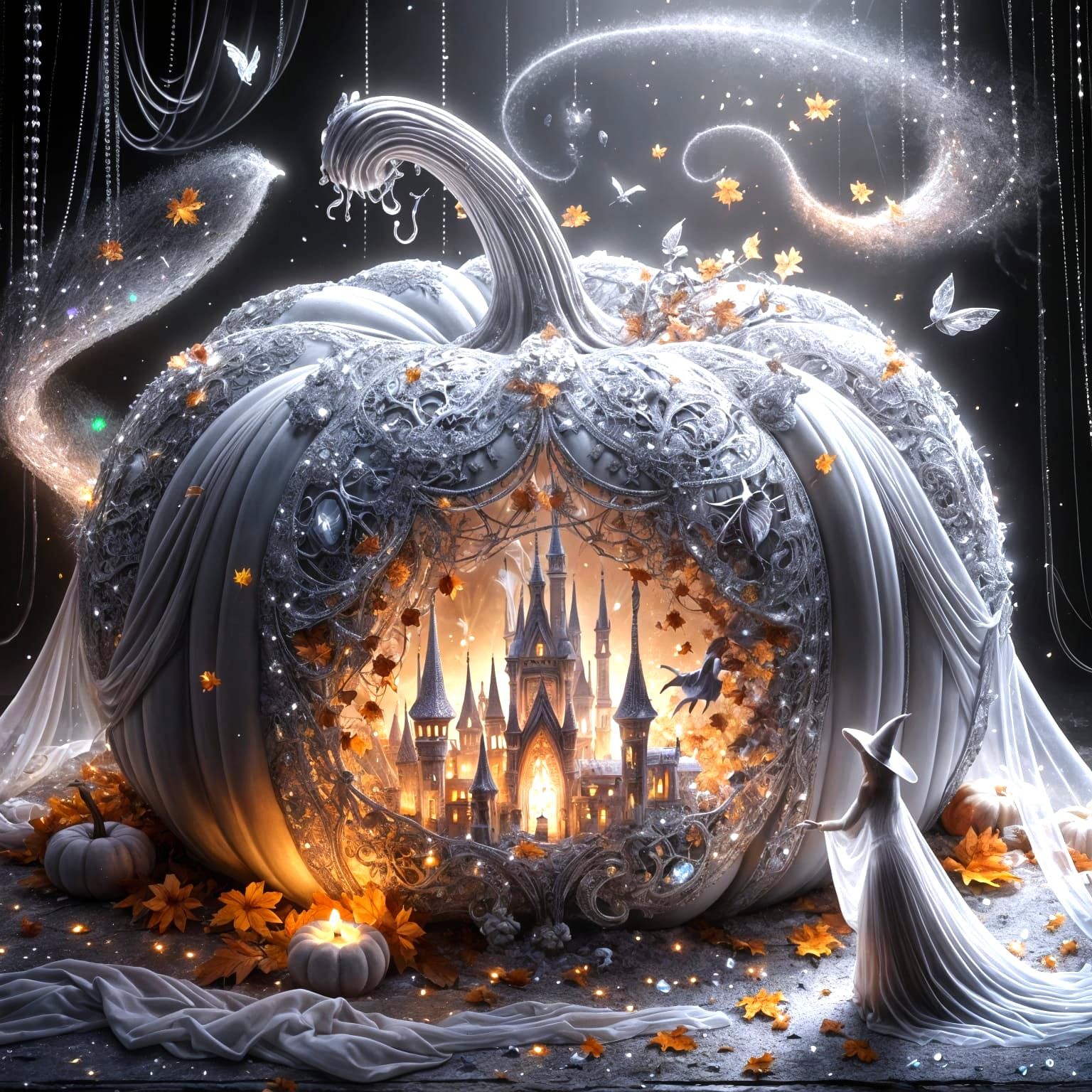 Enchanted Gothic Castle Inside Glass Pumpkin