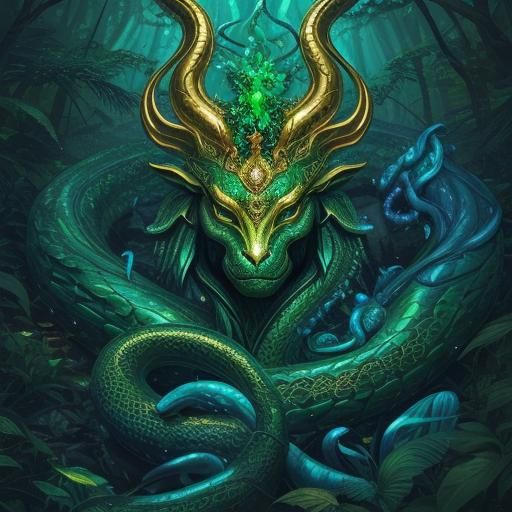 Yacumama Serpent Deity in Surrealist Style