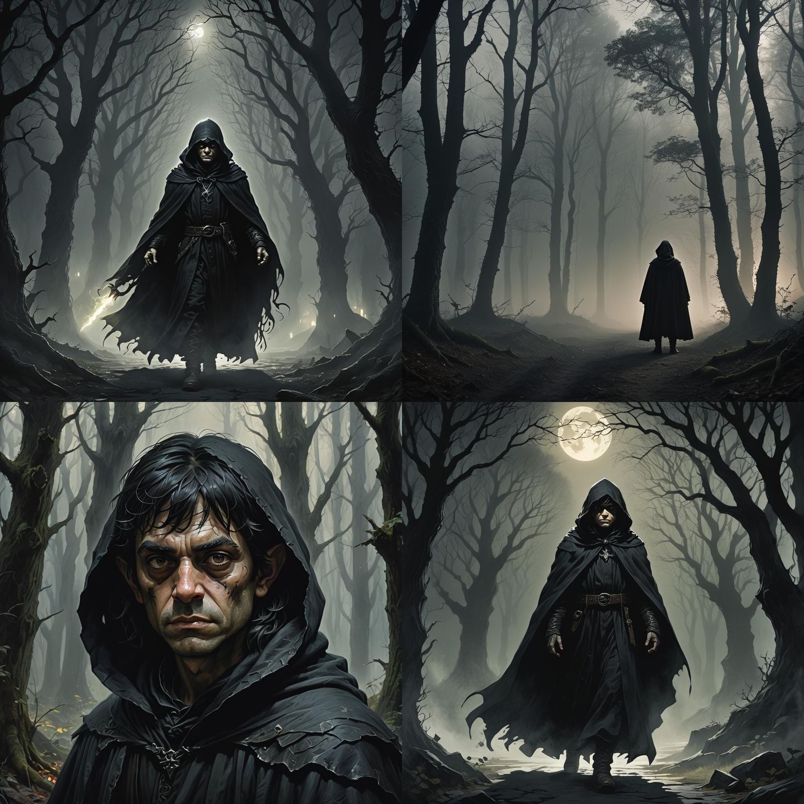 Sinister Shadow Halfling in Black Cloak