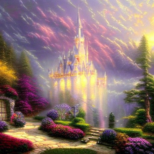 Ethereal Fantasy Landscape in Kinkade Style