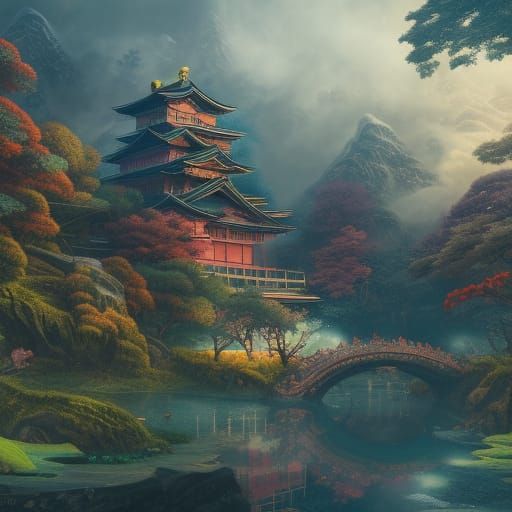 Fantastical Japan: Detailed Matte Painting in 8K