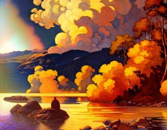 Idyllic Landscape in Hudson River School Style