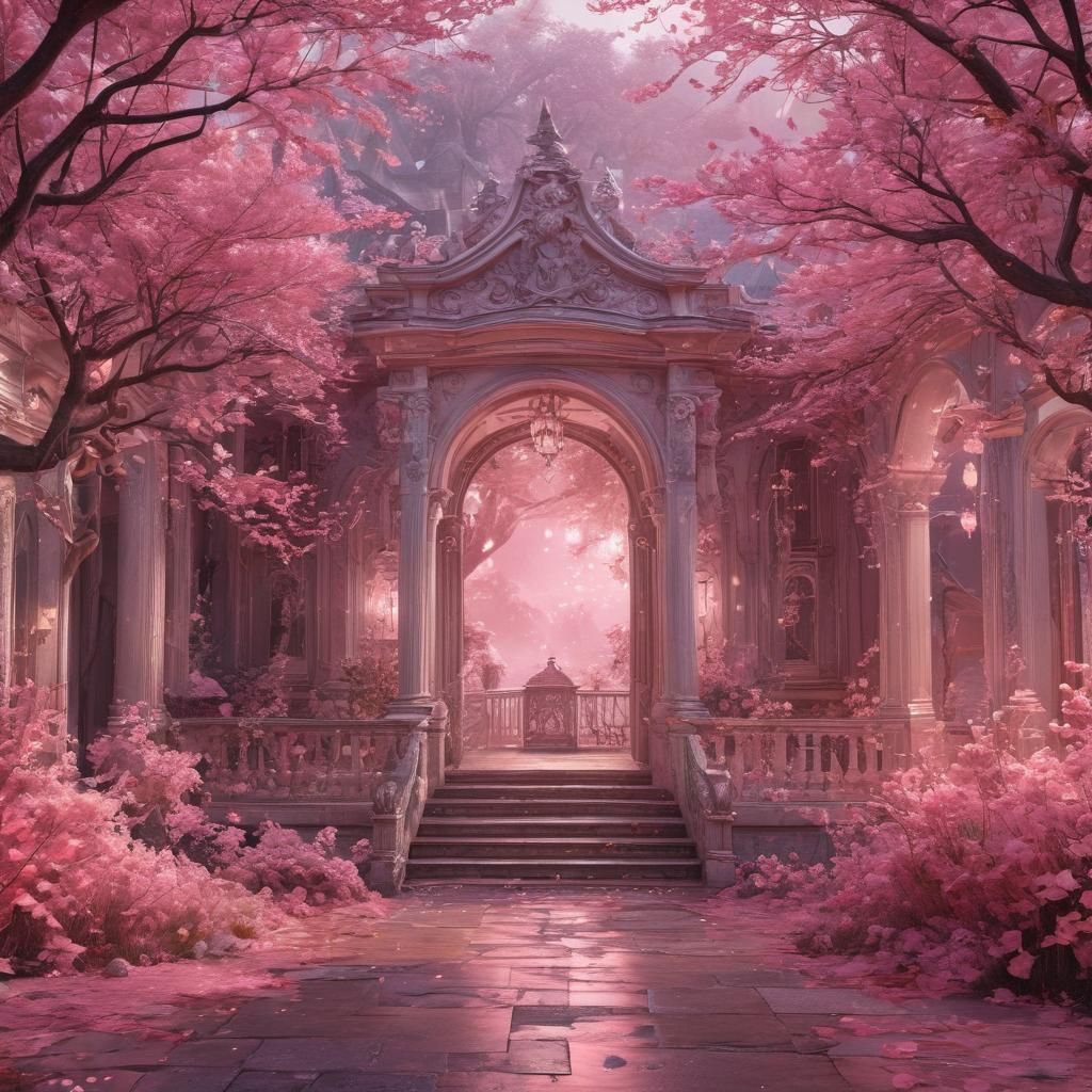 Pink Fantasy Dreamscape in Detailed Matte Painting