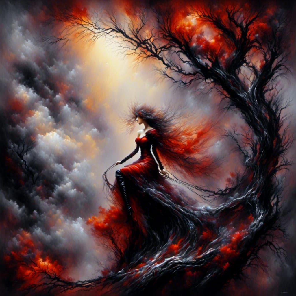 Abstract Portrait of Woman on Rope Swing