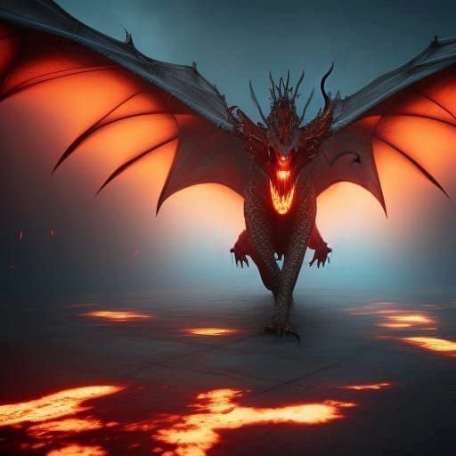 Five-Headed Dragon in Dark Fantasy Concept Art