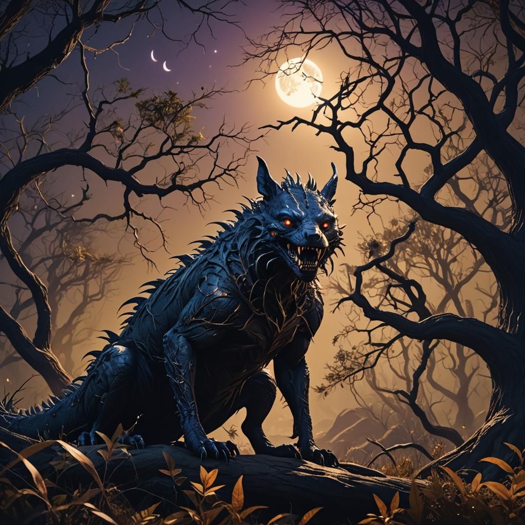 Chupacabra in Moonlight: Cinematic Digital Matte Painting