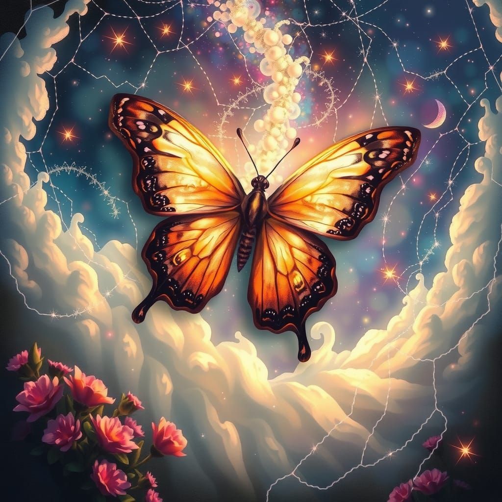 Holographic Astral Butterfly in Visionary Style