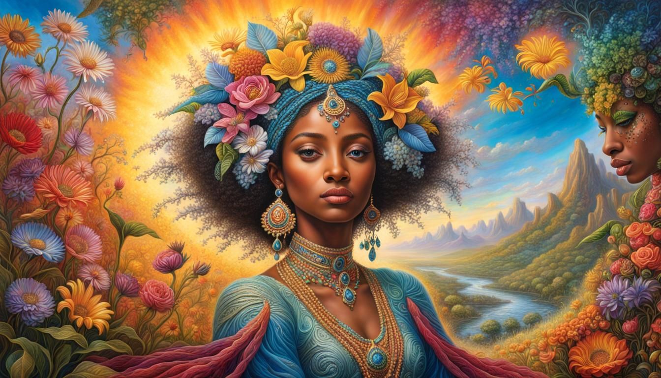 Radiant Portrait in Visionary Art Style