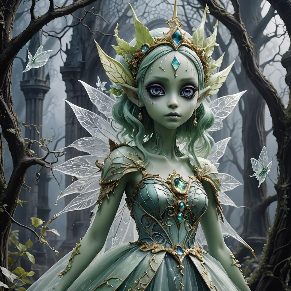 Ethereal Porcelain Princess in Gothic Realm