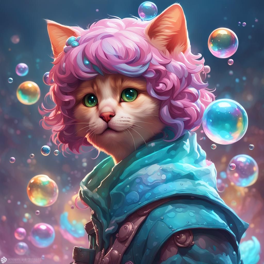 Bubblekitten Portrait in Hyperdetailed Digital Art