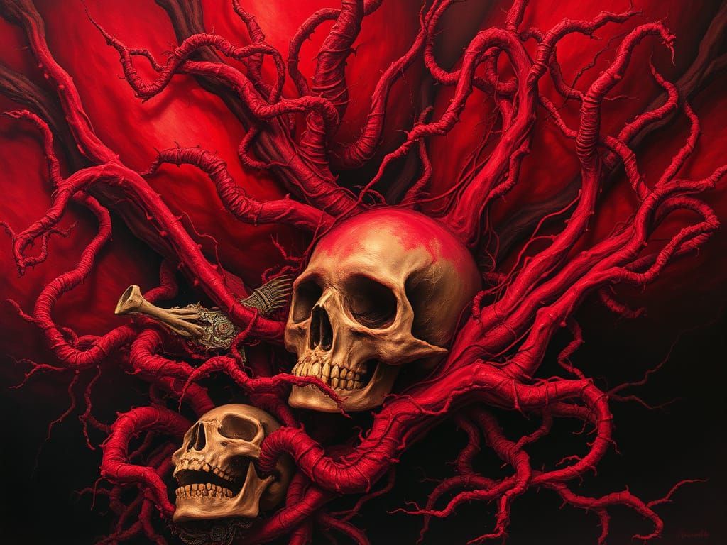 Biomechanical Horror Scene in Dark, Industrial Aesthetic