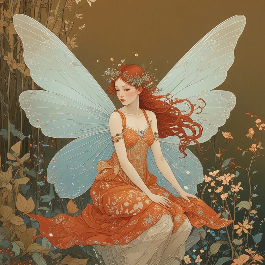 Intricate Fairy in the Style of Victo Ngai