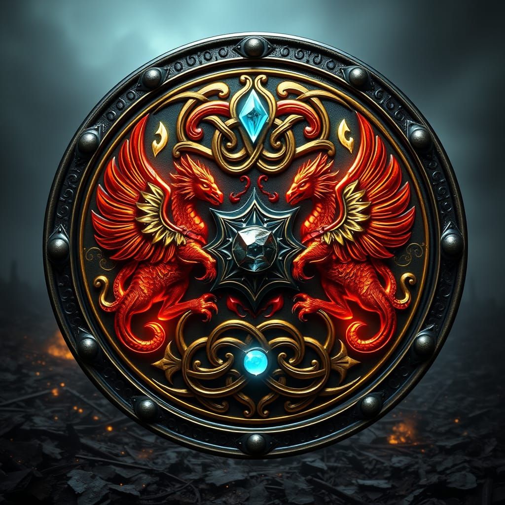 Ethereal Fantasy Shield in Intricate Celtic Knotwork Style