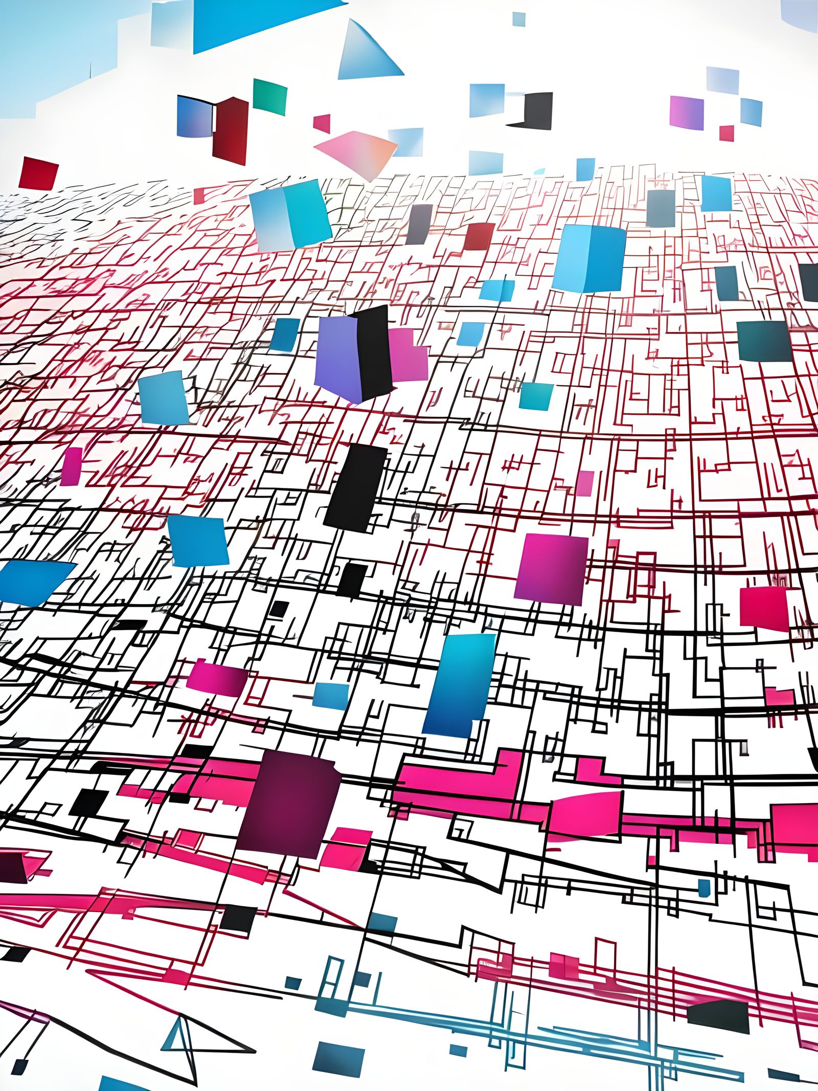 Kaleidoscopic Cityscape in Abstract Expressionism Style