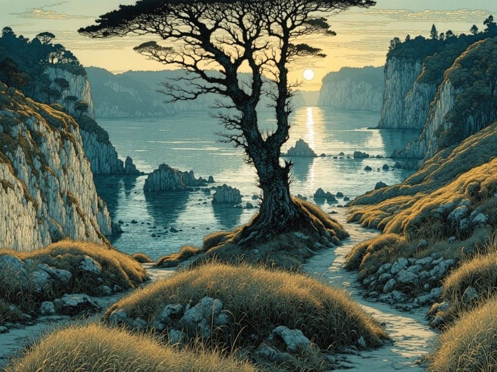 Chalk Coast of Rügen at Dusk: Detailed Landscape