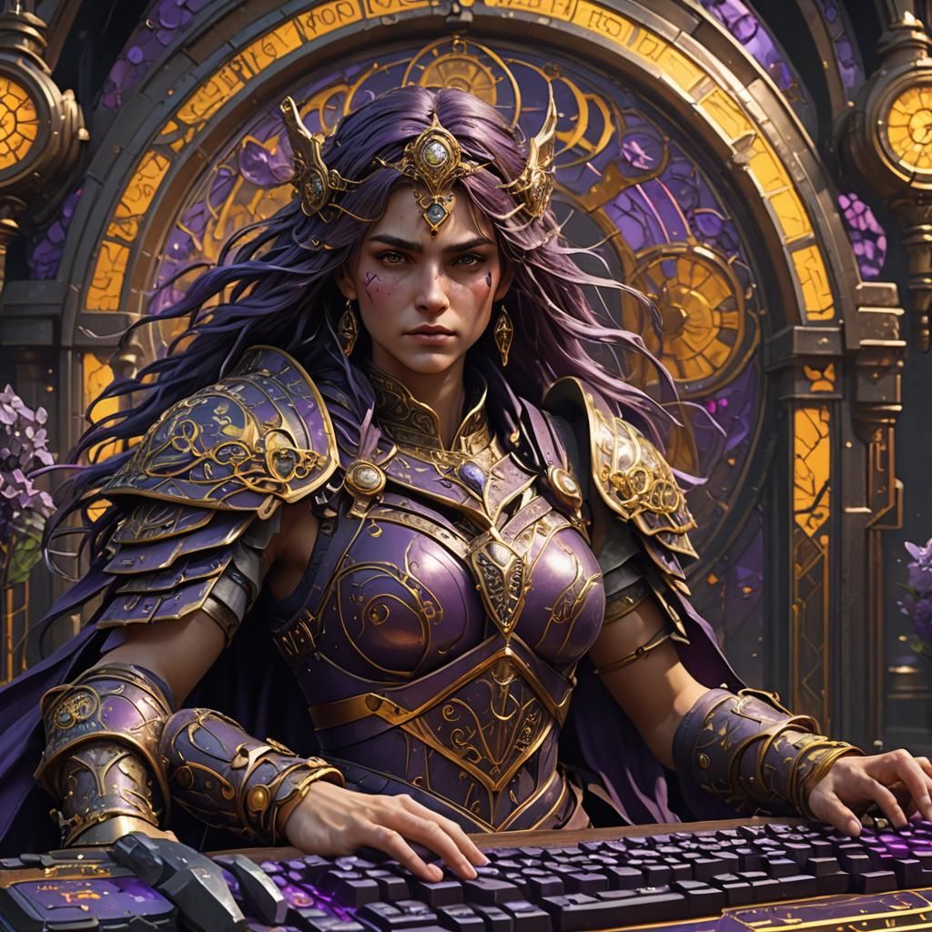 Keyboard Warrior: Hyperrealistic Dark Fantasy Concept Art