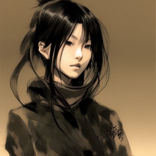 Beautiful Japanese Woman Portrait in Digital Art Style