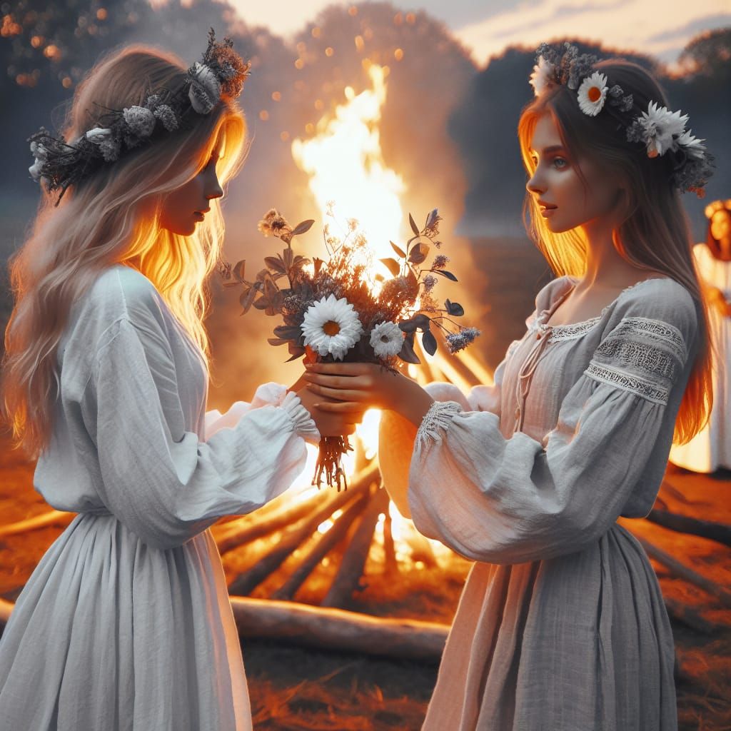 Heartfelt Gift of a Flower Crown by Campfire