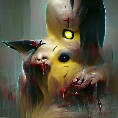 Sinister Pikachu in Dark Fantasy Style