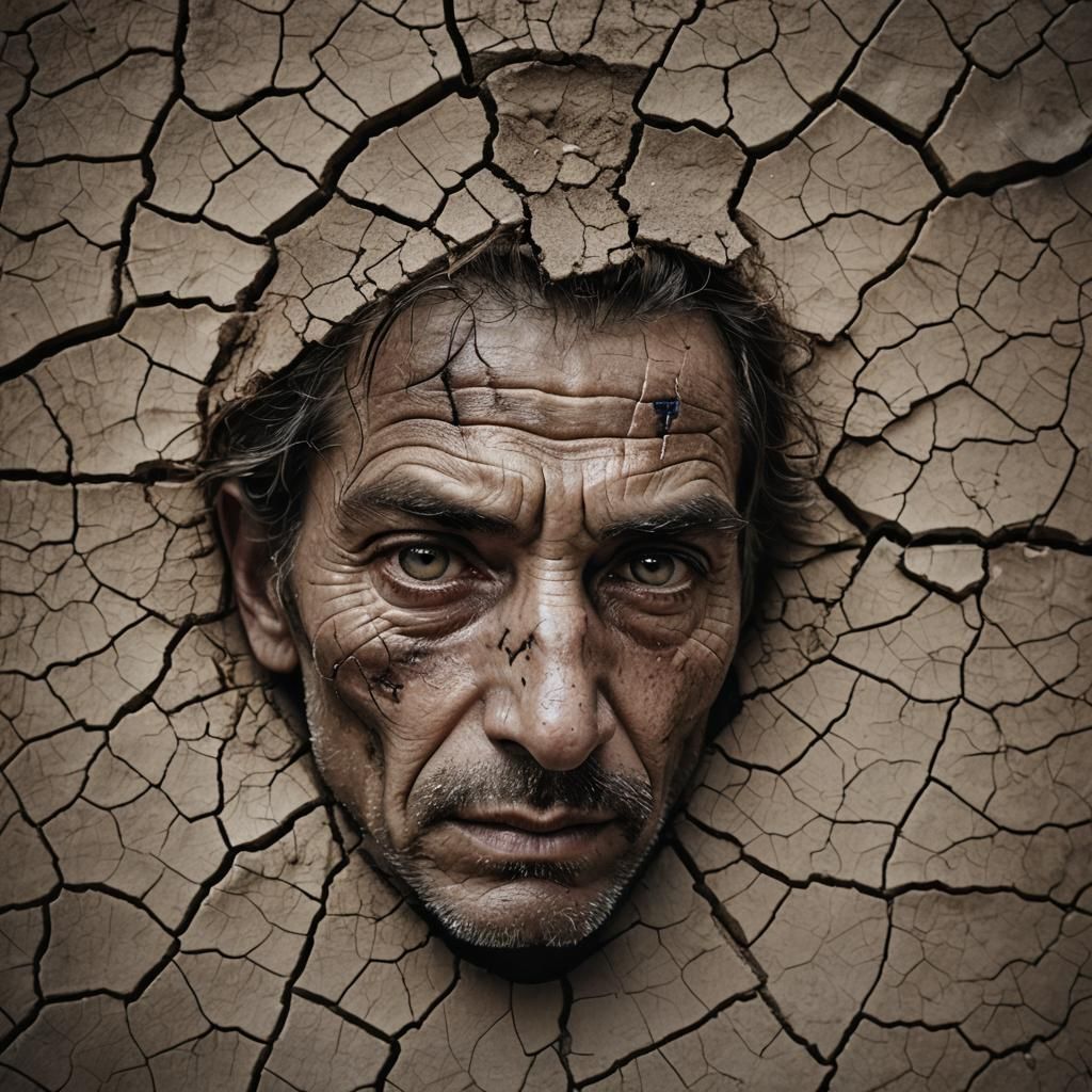 Cracked Earth Portrait in Atmospheric Lighting