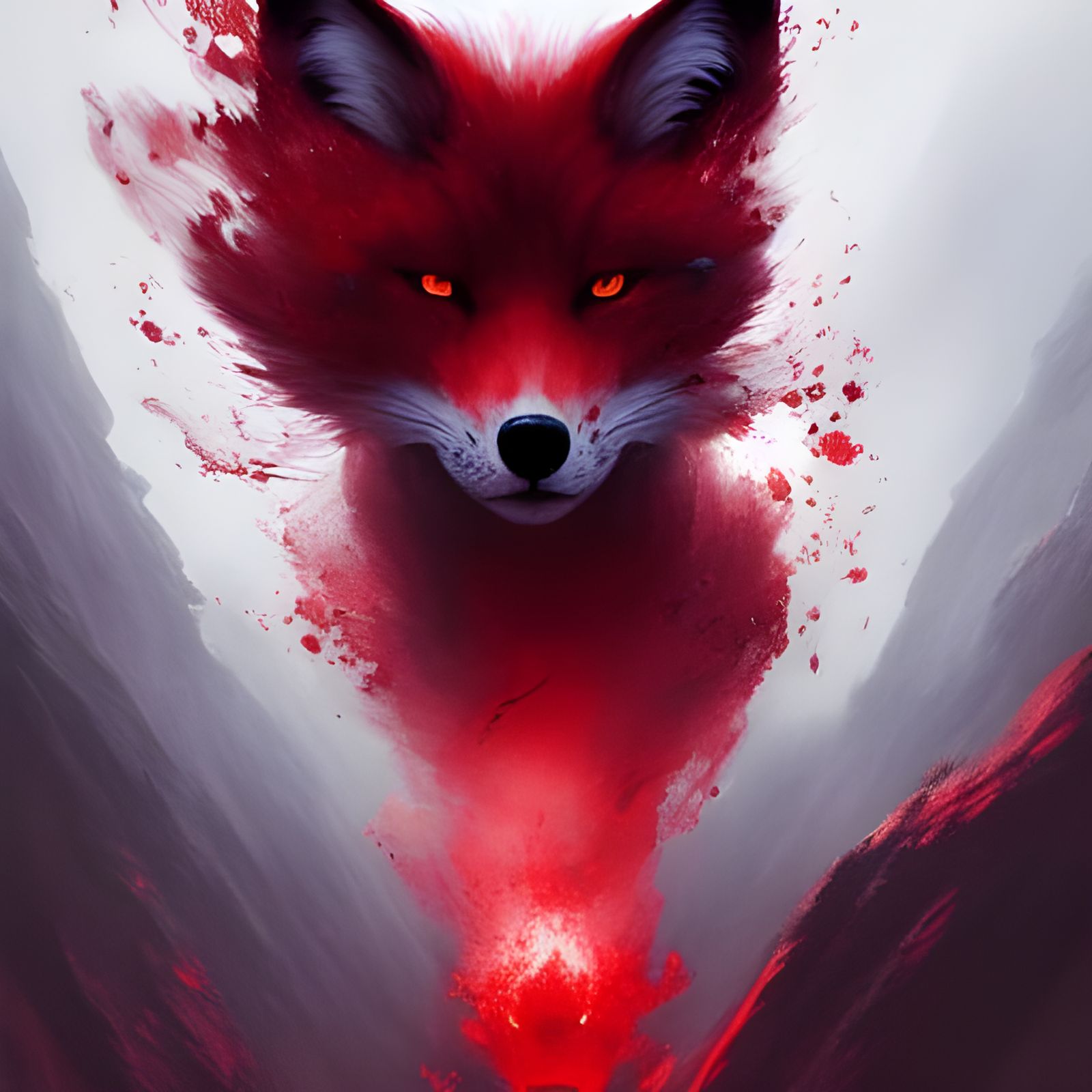 Crimson Fox Dark Fantasy Concept Art
