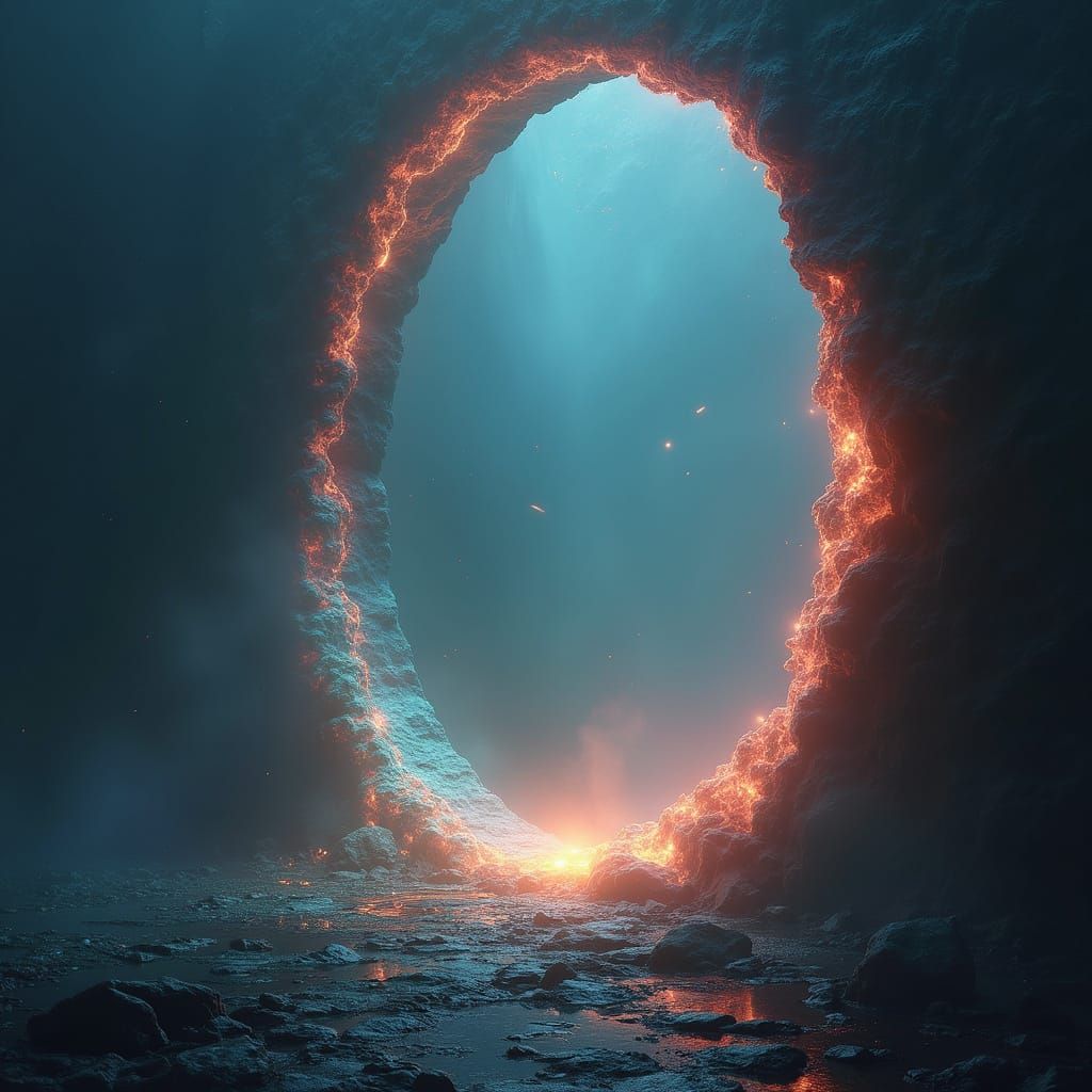 Mysterious Glowing Portal in a Mystical Atmosphere