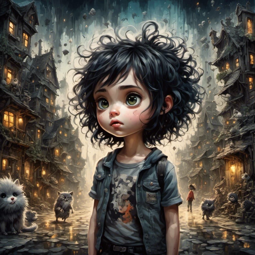 Chibi Graffiti Artist in Maximalist Style