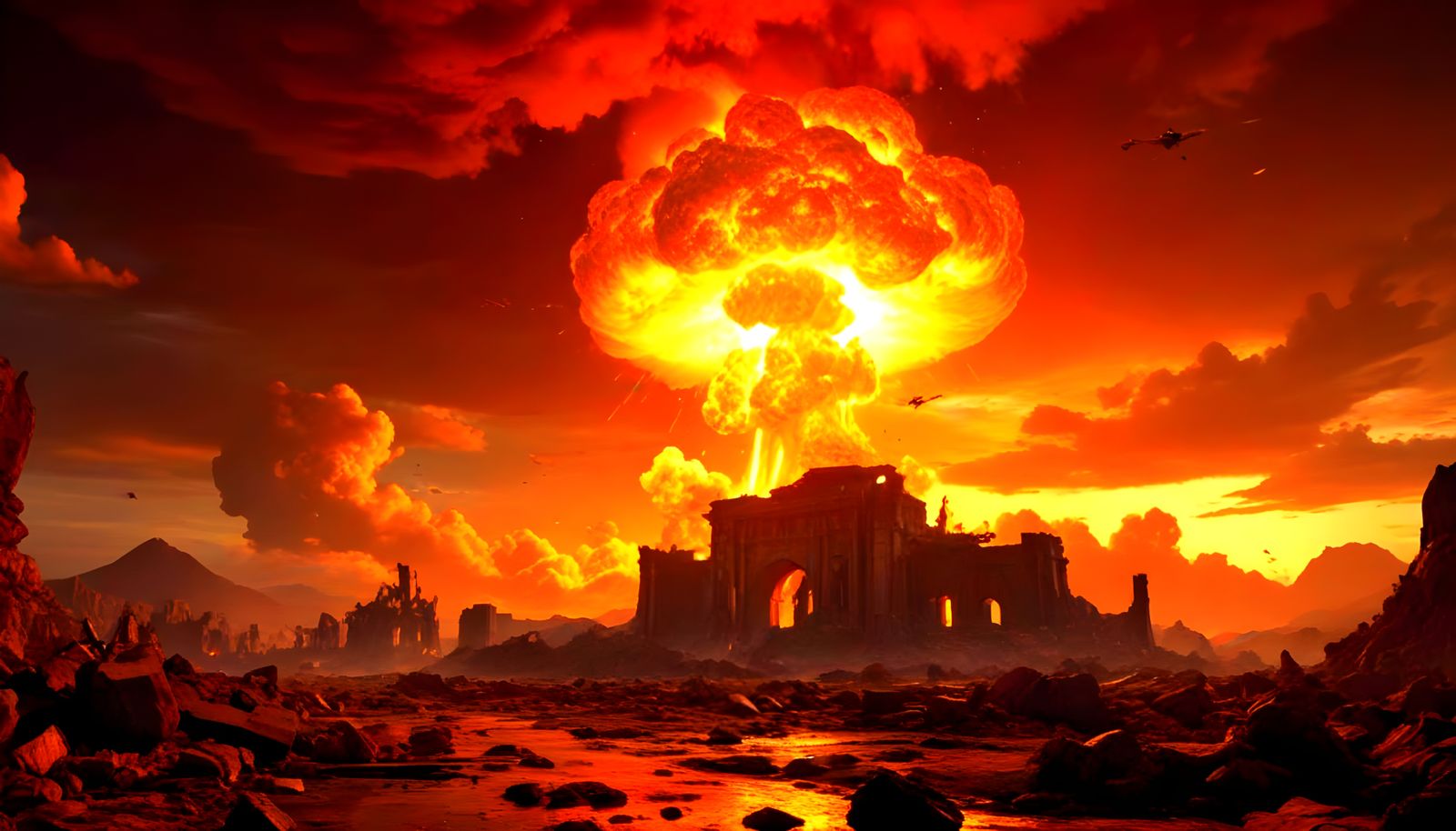 Nuclear Explosion: Orange Light Digital Matte Painting