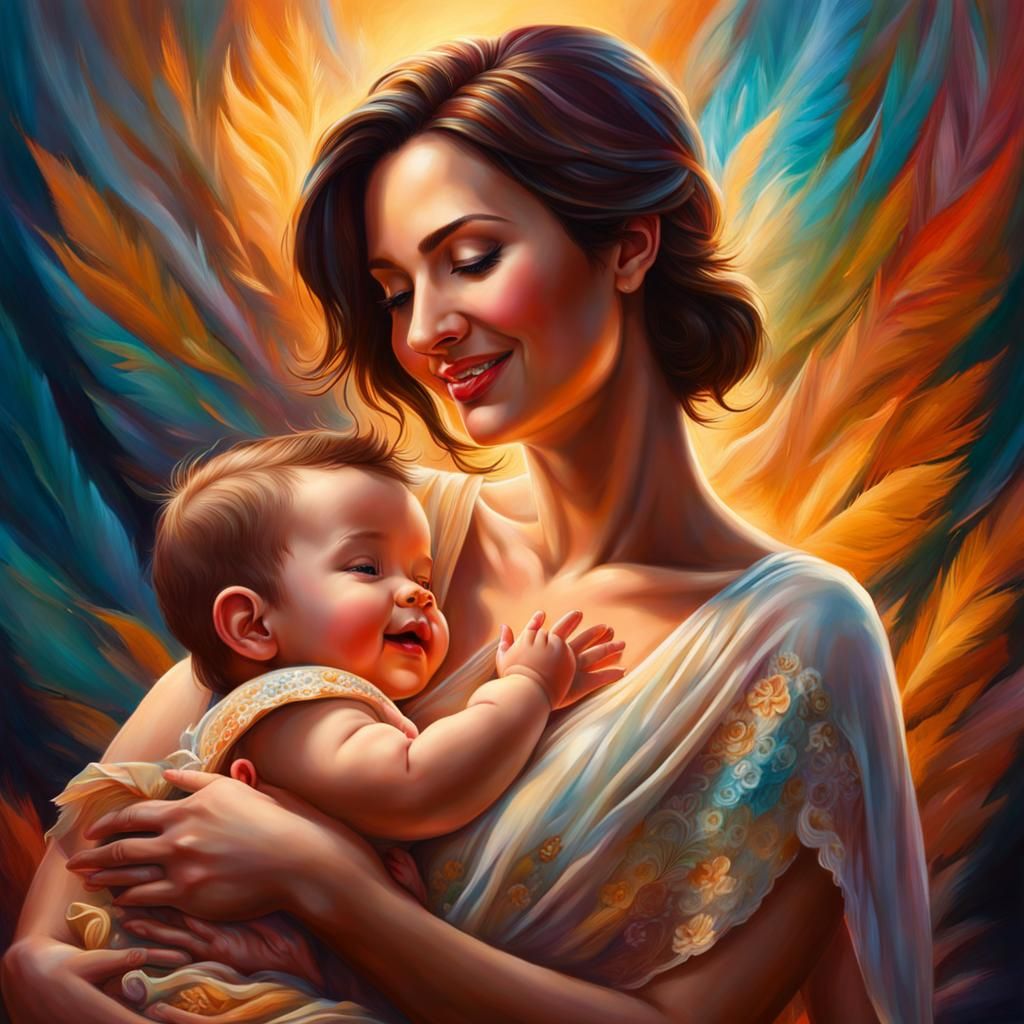 Mother and Child: Hyperrealistic Breastfeeding Portrait