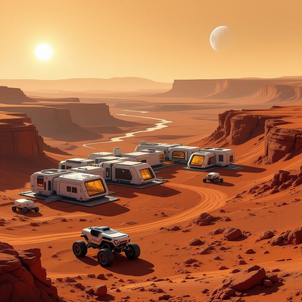 Martian Canyon Research Outpost: Photorealistic Digital Art