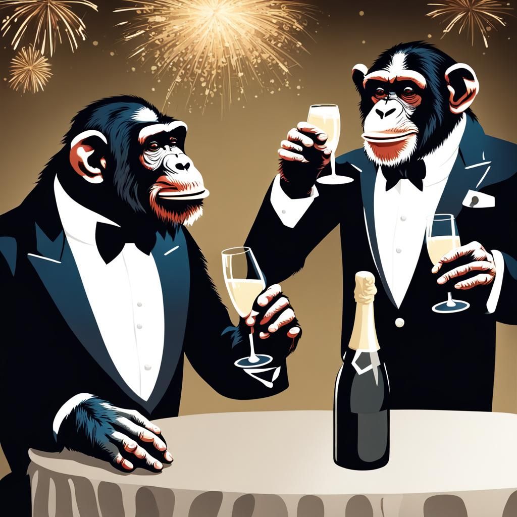 Chimpanzees Celebrate New Year's Eve in Style