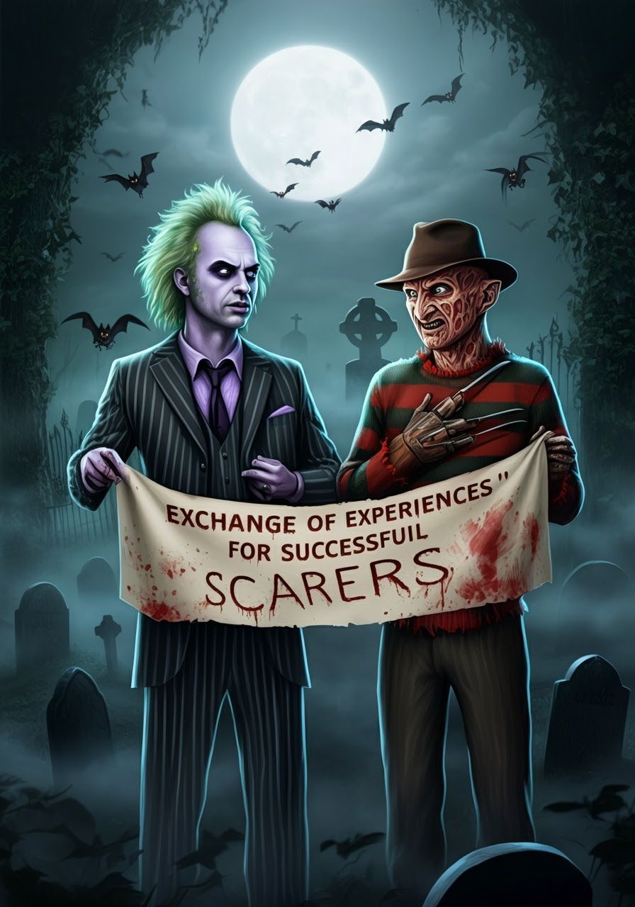 Beetlejuice and Freddy Krueger Exchange Scarer Tips
