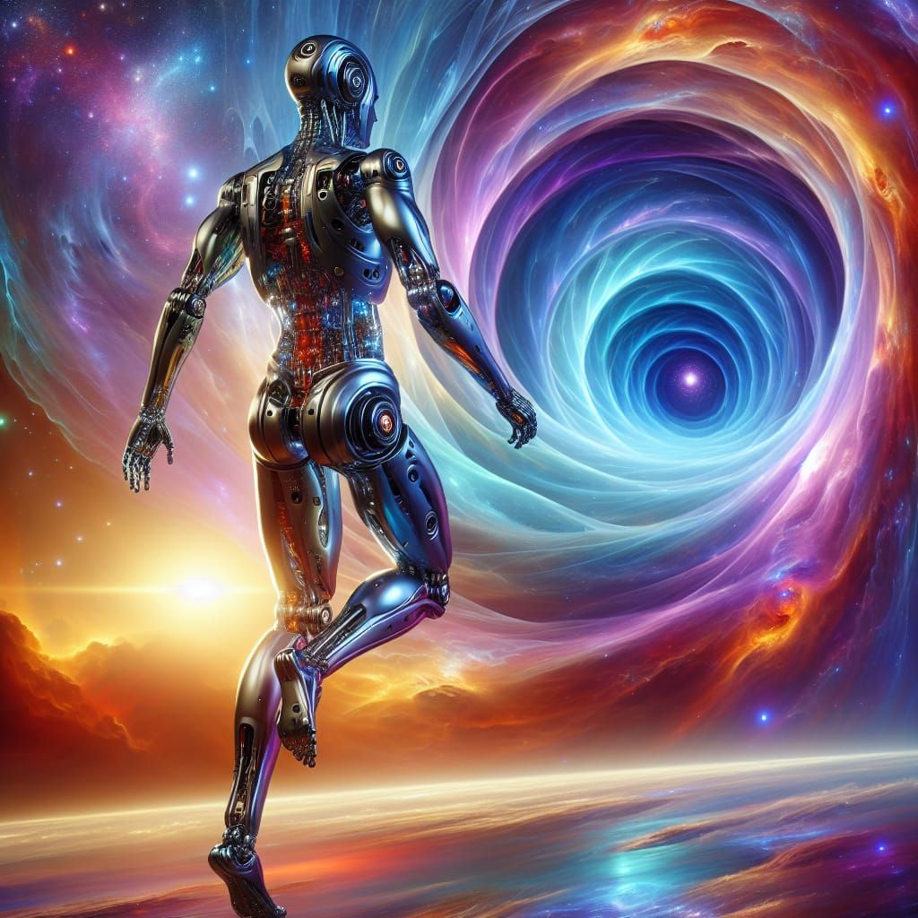 Cyborg's Journey: Entering an Interdimensional Wormhole