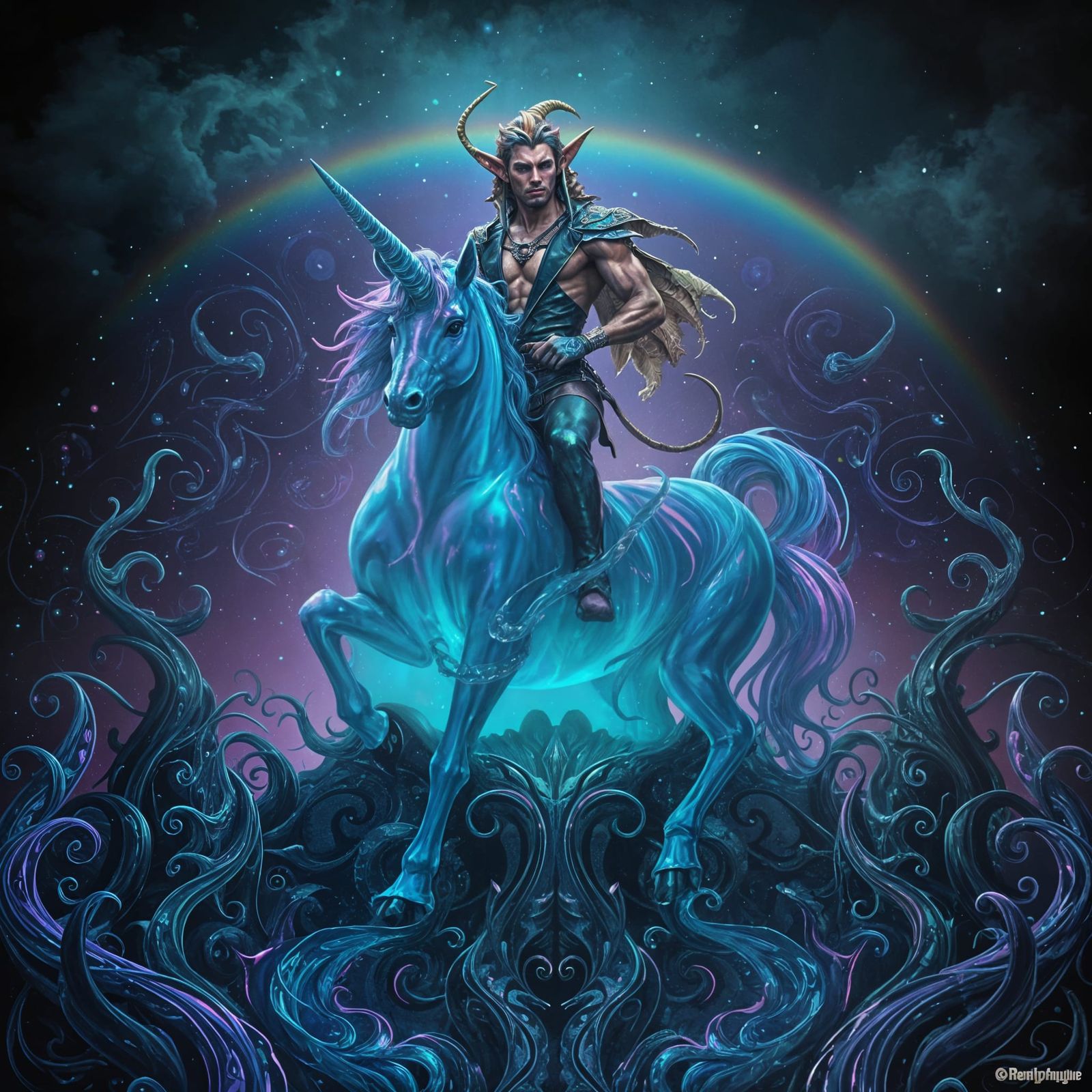 Elf and Unicorn Portal in Photorealistic Style