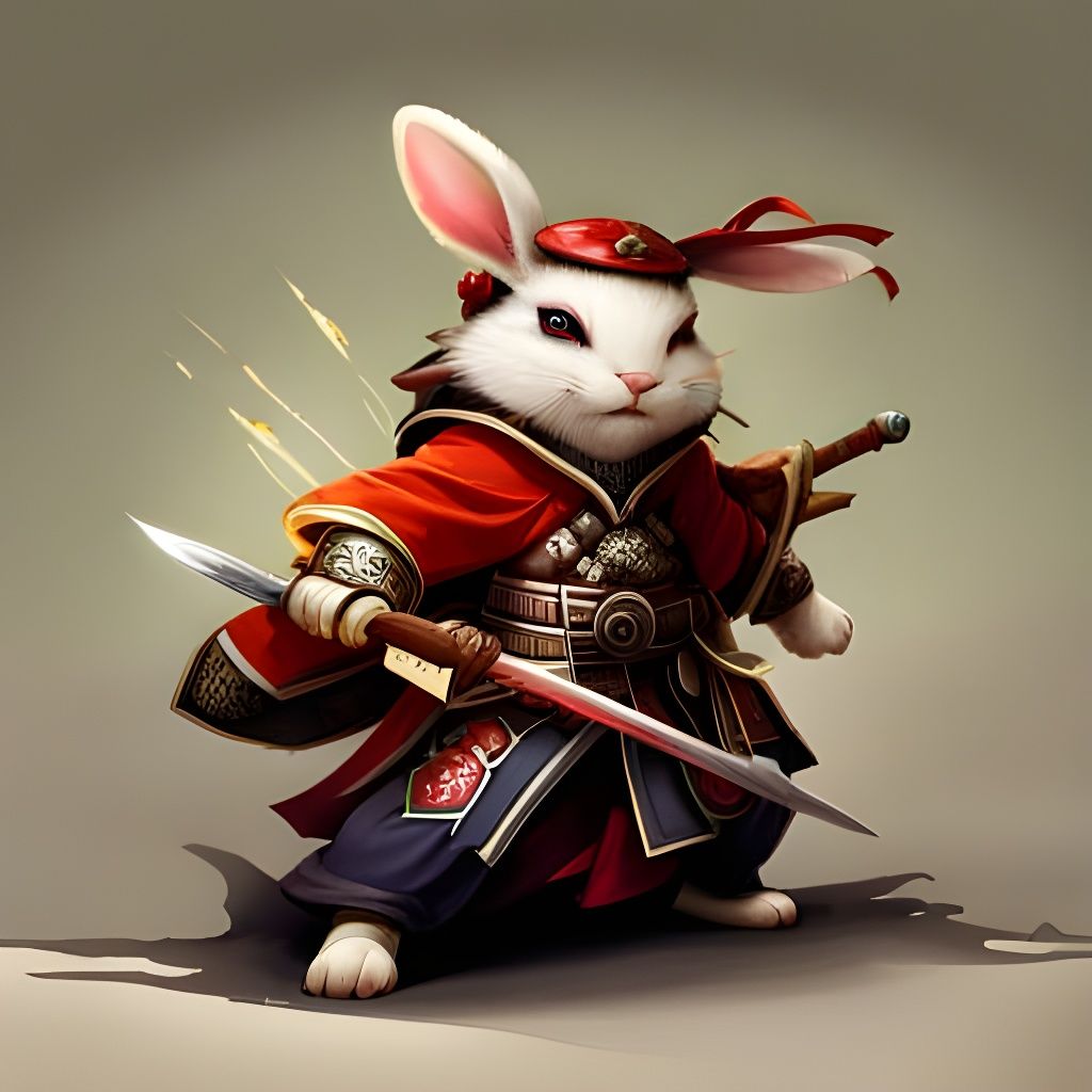 Samurai Rabbit on Battlefield: Fantasycore Artwork