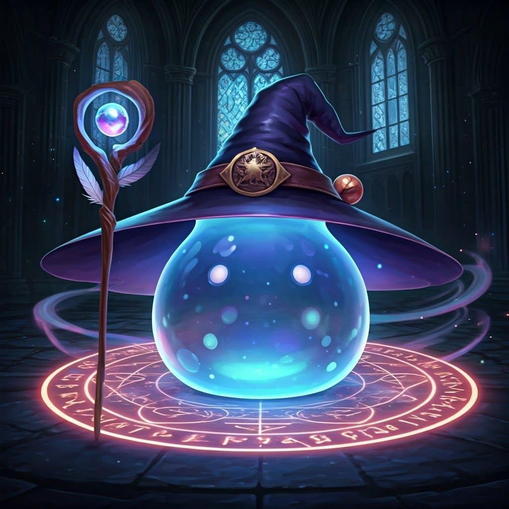 Enchanting Witch Slime in Fantasy Dungeon